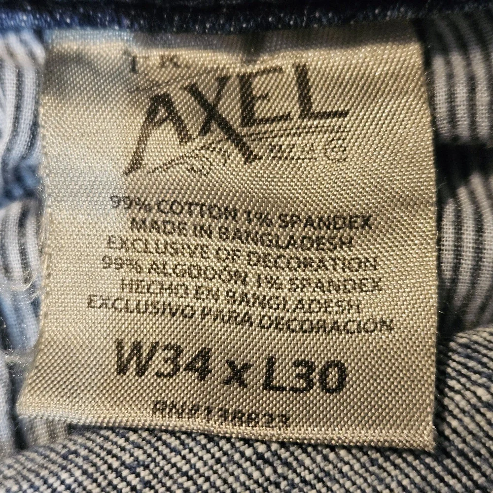 TK Axel Jeans Mens 34x30 FIT 34X27 Medium Wash Blue Slim Boot Stretch Distressed